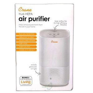 Crane True-HEPA Air Purifier Germicidal UV Light Pollen Mold Dust Pet Dander Smo